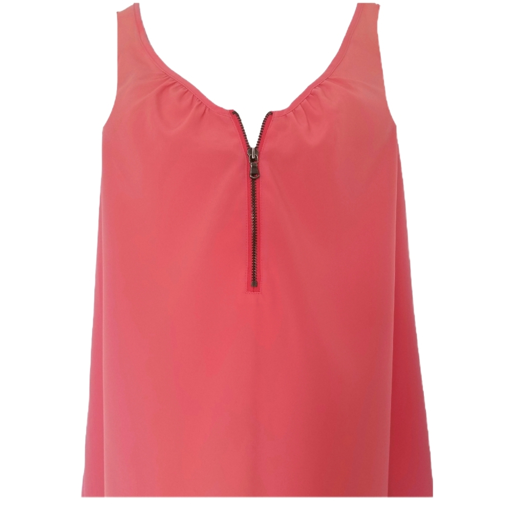 DKNY Zipper Front Chiffon Sleeveless Blouse / Tank